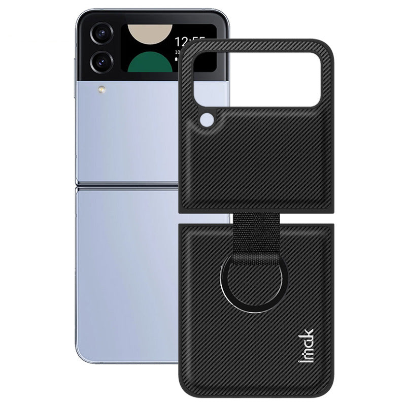 IMAK Ruiyi Series for Samsung Galaxy Z Flip4 5G Finger Ring Phone Case Carbon Fiber Leather Coated PC Cover IMAK Ruiyi Series for Samsung Galaxy Z Flip4 5G Finger Ring Phone Case Carbon Fiber Leather Coated PC Cover